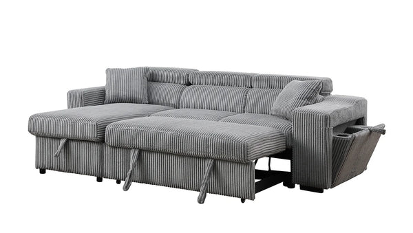 S8977 BONATERRA GREY REVERSIBLE SECTIONAL WITH PULLOUT BED