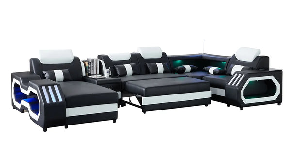 MI-9916 MATRIX BLACK SECTIONAL WITH COFFEE TABLE AND TV STAND