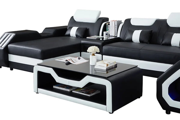 MI-9916 MATRIX BLACK SECTIONAL WITH COFFEE TABLE AND TV STAND