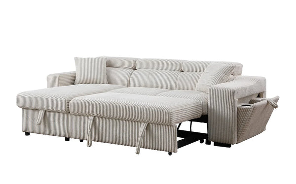 S8977 BONATERRA BEIGE REVERSIBLE SECTIONAL WITH PULLOUT BED