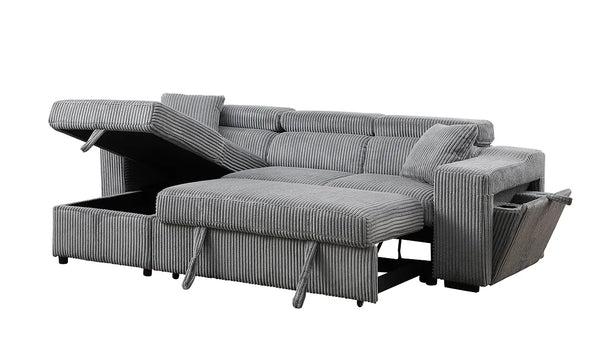 S8977 BONATERRA GREY REVERSIBLE SECTIONAL WITH PULLOUT BED