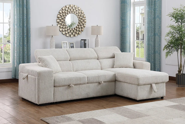 S8977 BONATERRA BEIGE REVERSIBLE SECTIONAL WITH PULLOUT BED