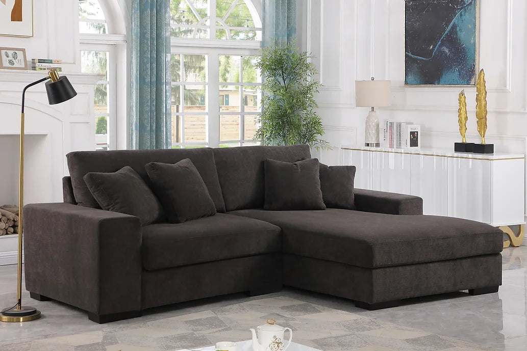 S859 COMFY CHENILLE 2 PIECE GREY SECTIONAL