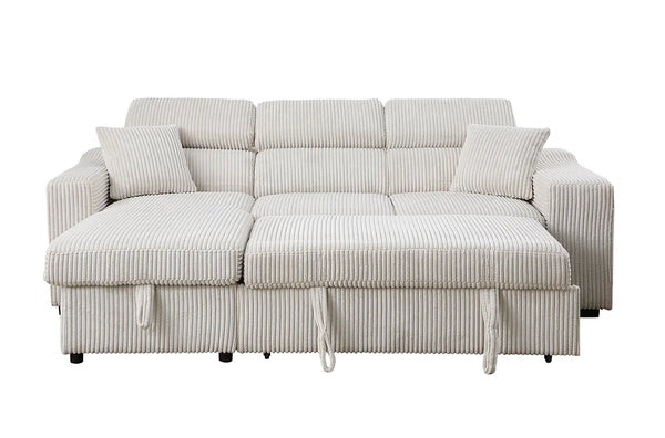 S8977 BONATERRA BEIGE REVERSIBLE SECTIONAL WITH PULLOUT BED