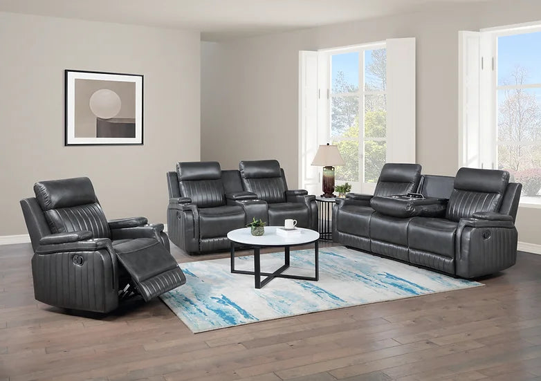 S2121 ETHAN DARK GREY 3 PIECE RECLINING LIVING ROOM SET