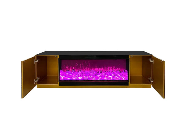 A-TV01 ROSA BLACK TV STAND TV STAND WITH LED, BLUETOOTH AND FIREPLACE