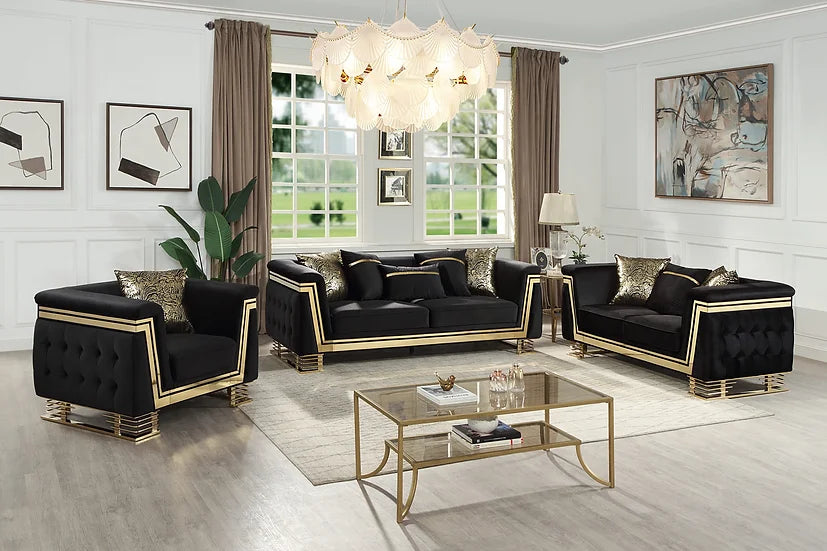 S4040 ASHTON BLACK LIVING ROOM SET AVAILABLE AS 2 PIECE OR 3 PIECE SET