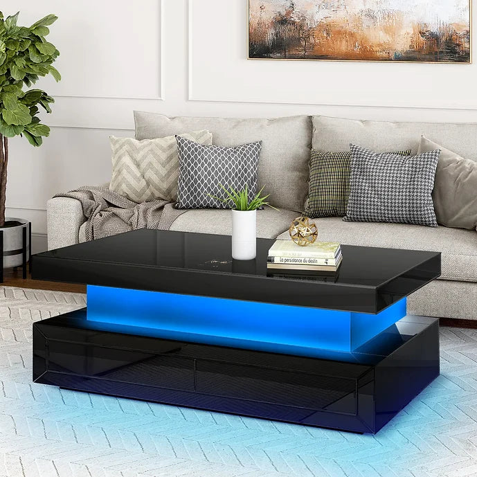 A-CT03 ALMA BLACK COFFEE TABLE WITH BLUETOOTH AND WIRELESS CHARGER