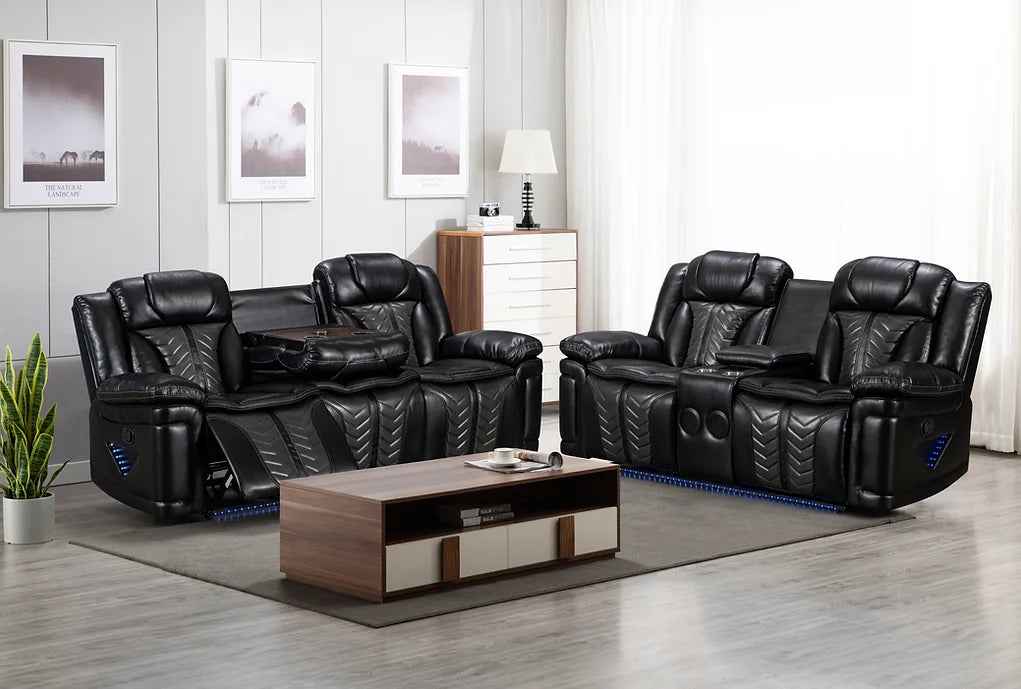 S2024 PRIME TIME 2 PC BLACK RECLINING  SET