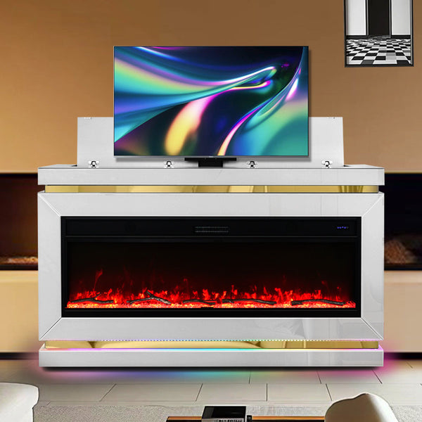 A94 TV STAND WITH FIREPLACE (WHITE)