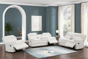 Heaven - White Fabric 3pc Reclining Set