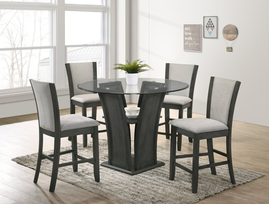 Orlando - Grey Pub Table + 4 Chair