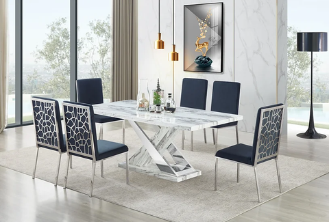 D610 Viva (White/Chrome) Dining Set