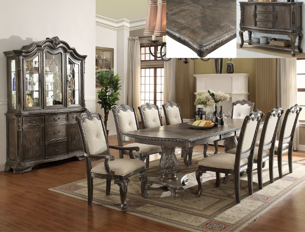 SETD2151 KIERA GREY DINING TABLE WITH 8 CHAIRS