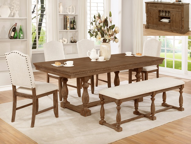 SETD2270 REGENT DINING TABLE WITH 4 CHAIRS AND BENCH
