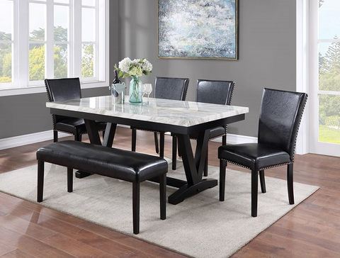 2222WH-6 PIECE TANNER DINING TABLE WITH 4 CHAIRS AND BENCH