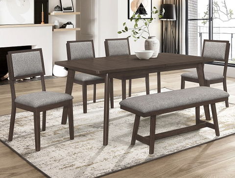 2133-6 PIECE EMBER DINING TABLE WITH 4 CHAIRS AND BENCH