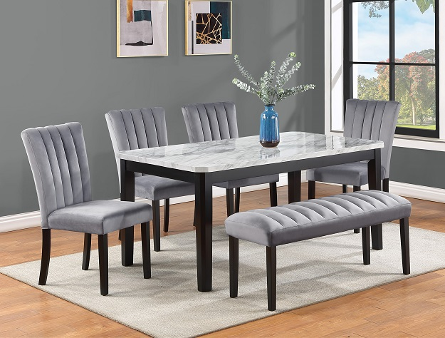 2224-6P PASCAL DINING TABLE WITH 4 CHAIRS AND BENCH