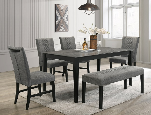 2309-6P ARLENE DINING TABLE WITH 4 CHAIRS AND BENCH