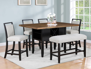 2620-6P DARY COUNTER HEIGHT TABLE WITH 4 CHAIRS AND BENCH