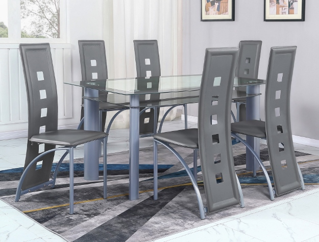 1171-7 PIECE ECHO GREY DINING TABLE WITH 6 CHAIRS