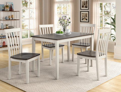 2182SET-WH/GY BRODY 5-PC DINING TABLE WITH 4 CHAIRS