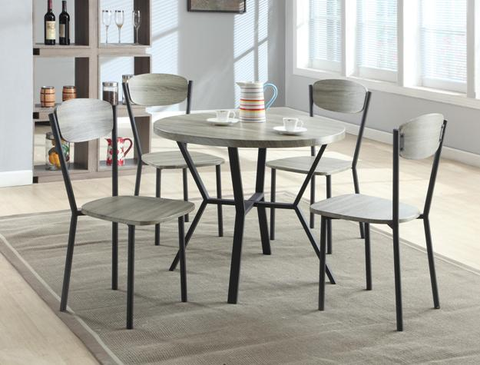 1230SET-GY BLAKE 5-PC ROUND DINING TABLE WITH 4 CHAIRS