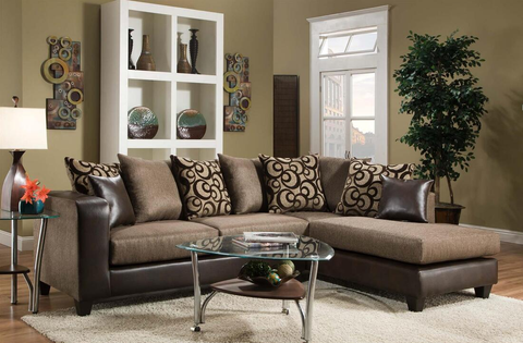 110 - 2pc. Brown Fabric Sectional Sofa