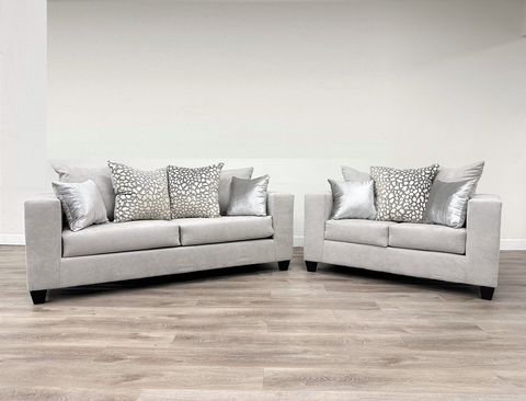 110 - Hollywood Silver Sofa and Love Seat