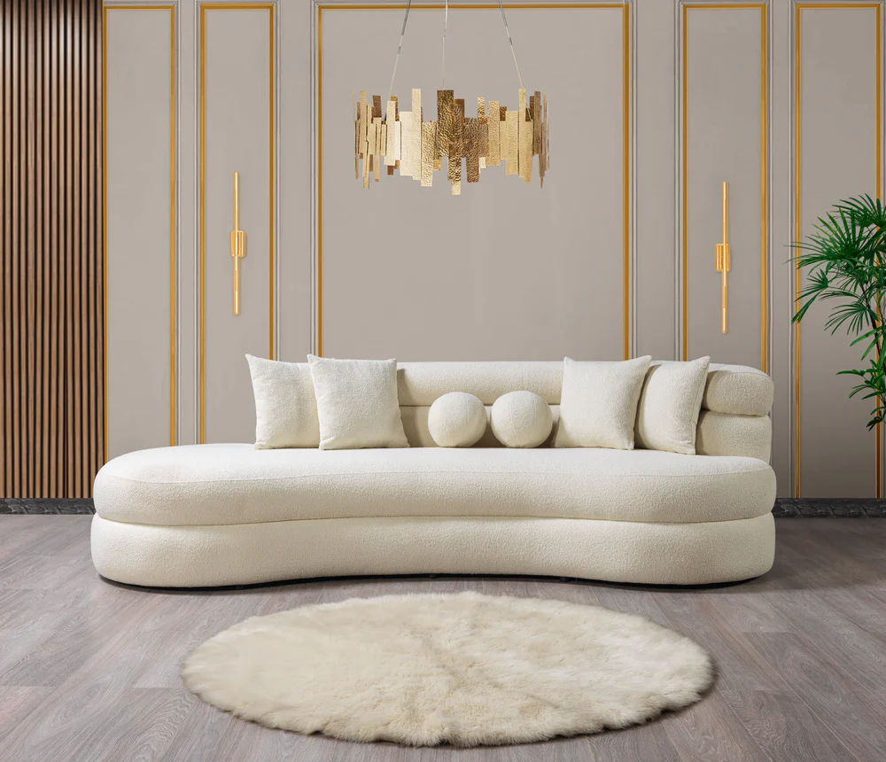 Larissa Ivory Boucle Chaise Lounge