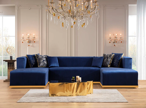 Juliana Navy Velvet Double Chaise Sectional