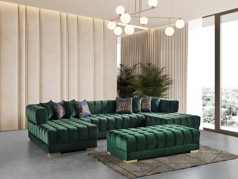 Ariana Green Velvet Double Chaise Sectional