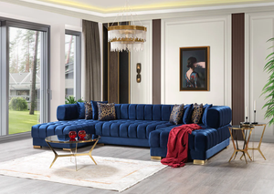 Ariana Blue Velvet Double Chaise Sectional