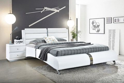 VEGAS PLATFORM BED WHITE AVAILABLE IN QUEEN AND KING SIZES