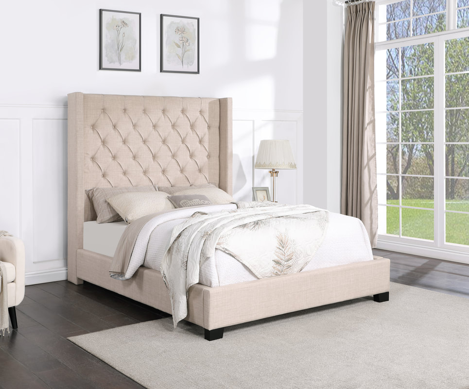 HH403 6FT -  BEIGE BED AVAILABLE IN QUEEN AND KING SIZES