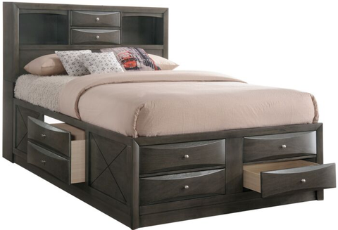 B4275 EMILY GREY STORAGE BED AVAILABLE IN QUEEN AND KING SIZES