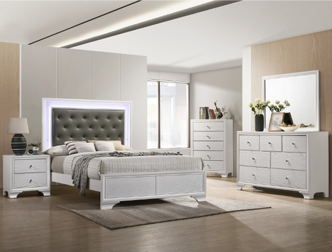 SETB4310 LYSSA BEDROOM FROST AVAILABLE IN TWIN, FULL, QUEEN AND KING SIZES