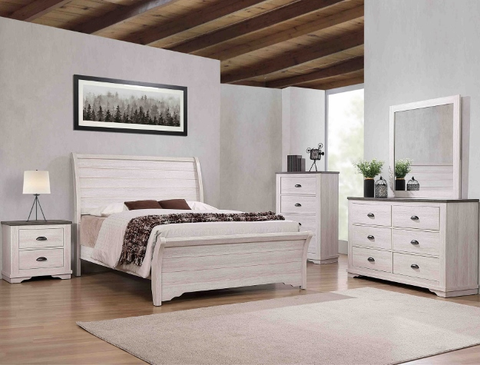 SETB8130 CORALEE BEDROOM GROUP CHALK/GREY AVAILABLE IN QUEEN AND KING SIZES