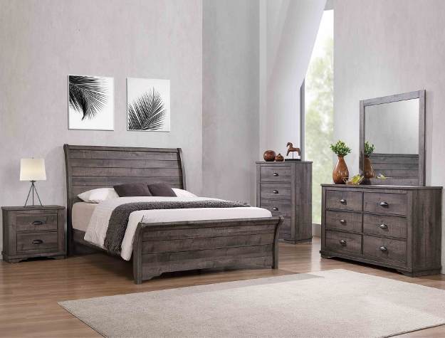 SETB8100 CORALEE GREY BEDROOM 5 PC SET AVAILABLE IN QUEEN AND KING SIZES