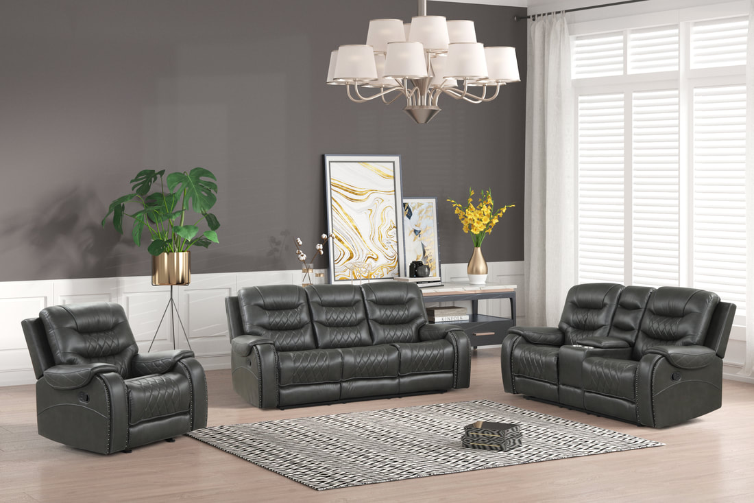 Ashley2Gray - 3PC Reclining Living Room Set