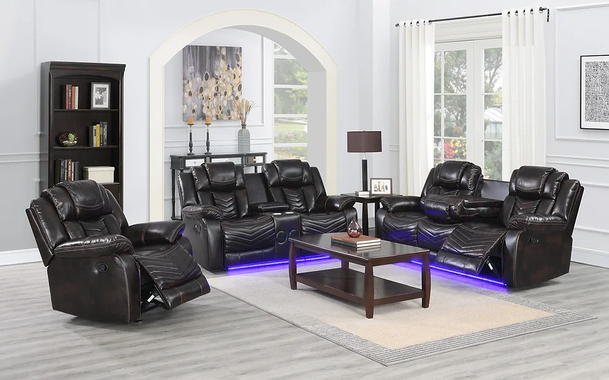 S2021 Lucky Charm 3 Piece Reclining Set Available in Brown and White