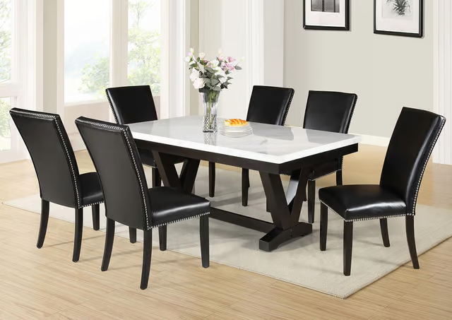 2222WH-7 PIECE TANNER DINING TABLE WITH 6 CHAIRS