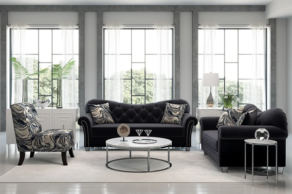 S8785 Bing Black Sofa And Loveseat