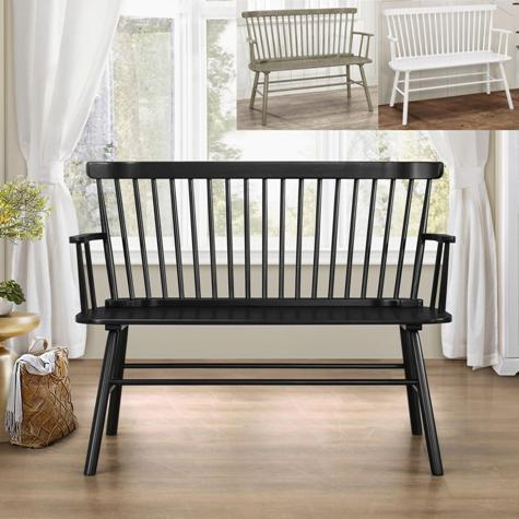 SET4185 JERIMIAH SPINDLEBACK BENCH BLACK