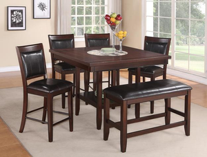 2727MB-6 PIECE FULTON COUNTER HEIGHT DINING SET WITH MARBLE LAZY SUSAN