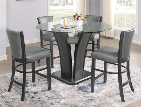 1716 5 PIECE CAMELIA GLASS TOP COUNTER HEIGHT DINING SET