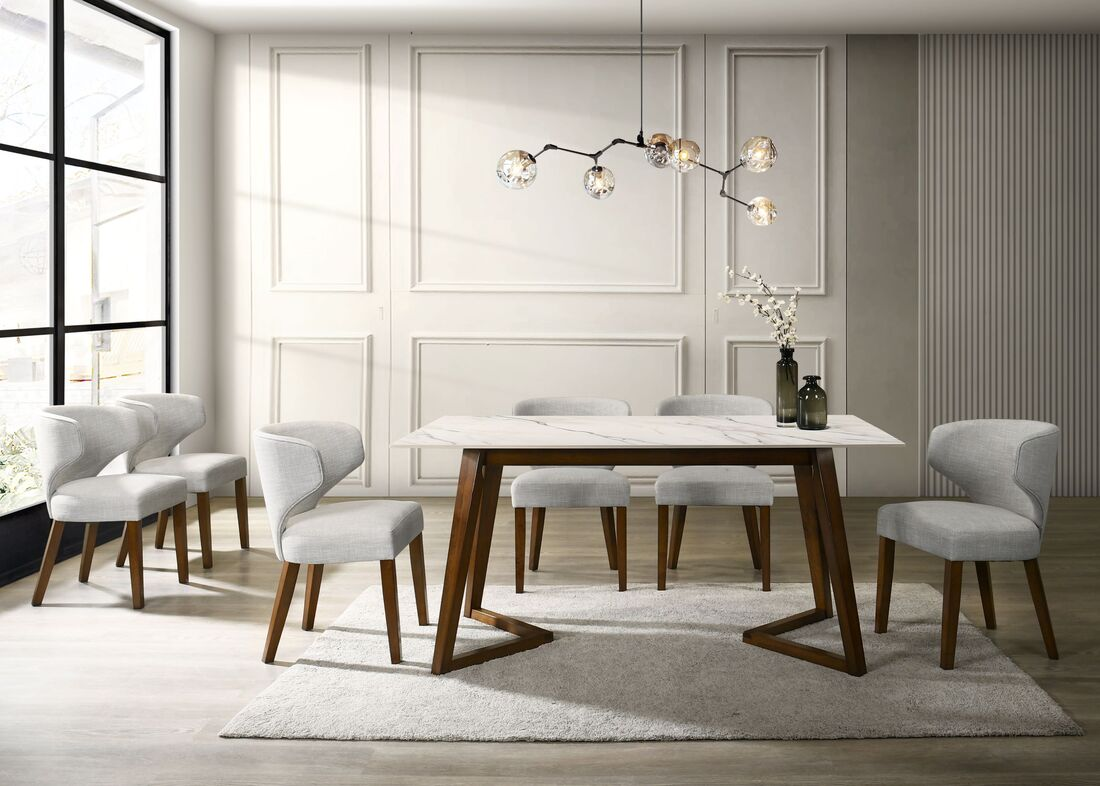 Hamilton Gray Dining Table + 6 Chair Set