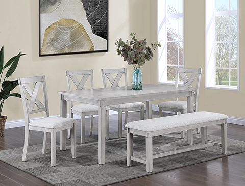 2321DW-6PIECE CLARA DRIFTWOOD DINING ROOM SET