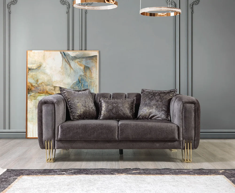 Santana Smoke Velvet Loveseat