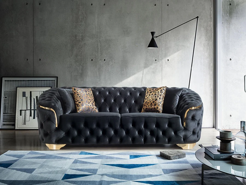 Lupino Black Velvet Loveseat